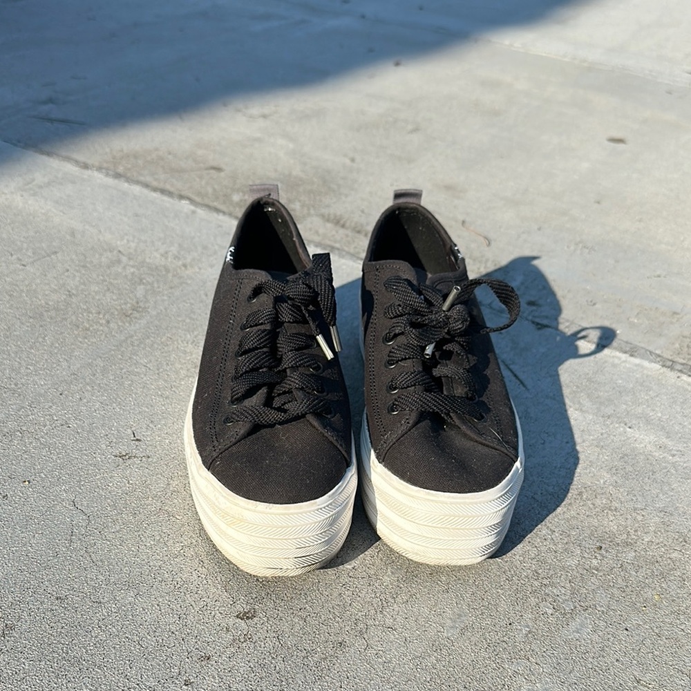 Keds Black Canvas Platform Sneakers
